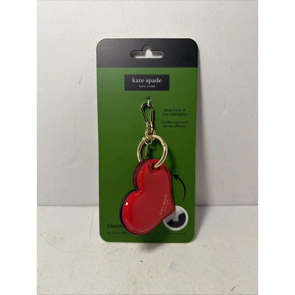 KATE SPADE HEART AIRTAG CASE KEY FOB BAG CHARM Brand New